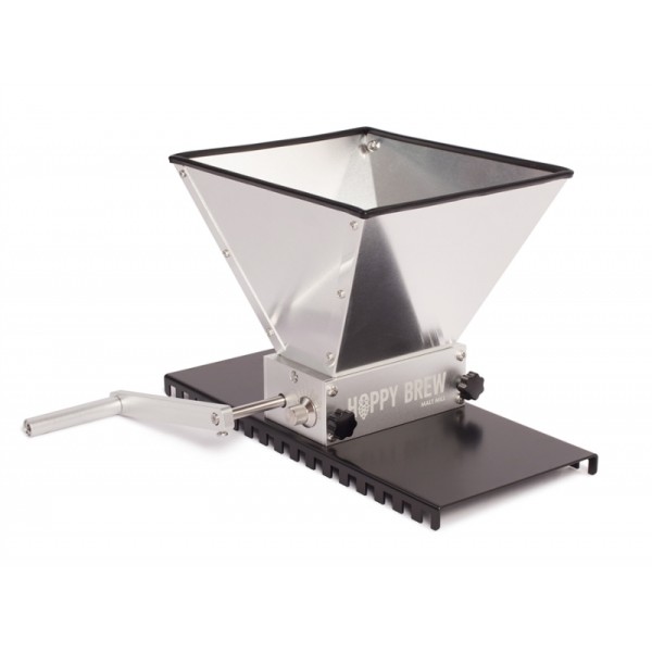 ДВУХВАЛЬЦОВАЯ МЕЛЬНИЦА/ДРОБИЛКА ДЛЯ СОЛОДА HOPPY BREW С БУНКЕРОМ И ПОДСТАВКОЙ