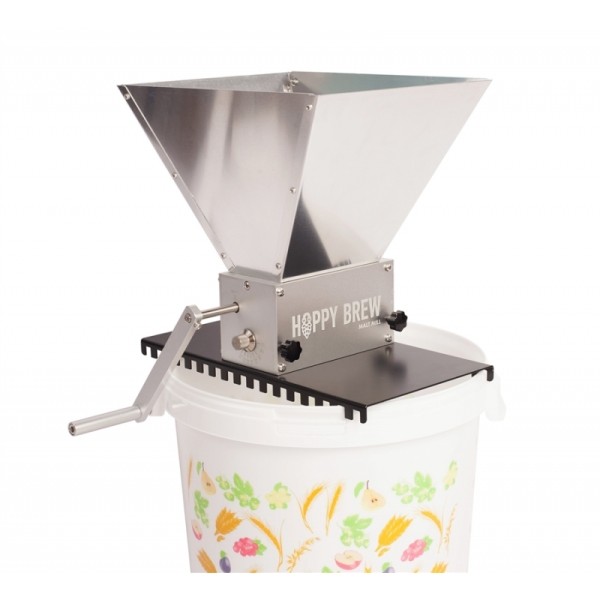 ТРЁХВАЛЬЦОВАЯ МЕЛЬНИЦА/ДРОБИЛКА ДЛЯ СОЛОДА HOPPY BREW С БУНКЕРОМ И ПОДСТАВКОЙ