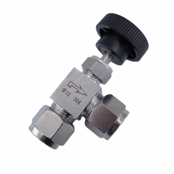 Кран игольчатый нержавеющий (обжимной) 90 градусов 