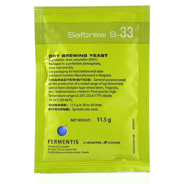 Дрожжи Fermentis Safale S-33, 11,5 г