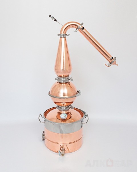 Медный шлем вискарный сферический разборный 8л АЛКОВАР 4" на 4"