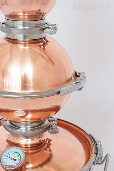 Медный шлем вискарный сферический разборный 8л АЛКОВАР 4" на 4"