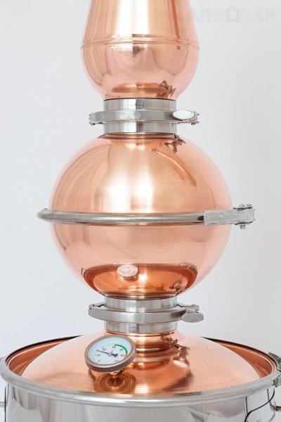 Медный шлем вискарный сферический разборный 8л АЛКОВАР 4" на 4"