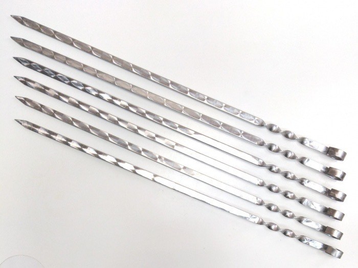 Шампура 55*12 (комплект 6 штук) - С дер.ручкой люкс 3мм.