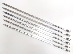 Шампура 55*12 (комплект 6 штук) - С дер.ручкой люкс 3мм.