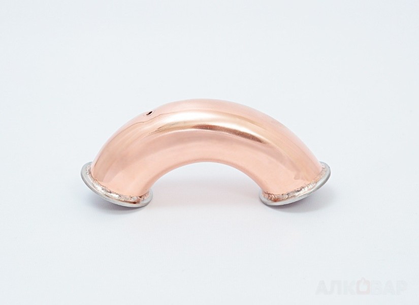 Медный отвод 2 дюйма 135 градусов с штуцером под термометр.