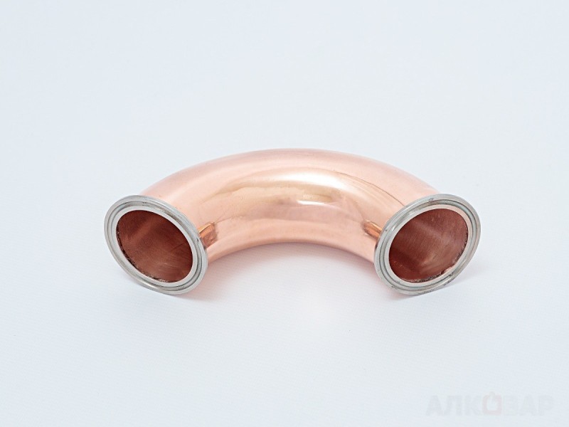 Медный отвод 2 дюйма 135 градусов с штуцером под термометр.